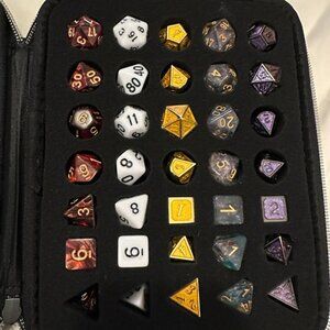 D&D Dice Collector Bundle (5 Sets!) | Polyhedral Dice & Foam Storage Case | RPG